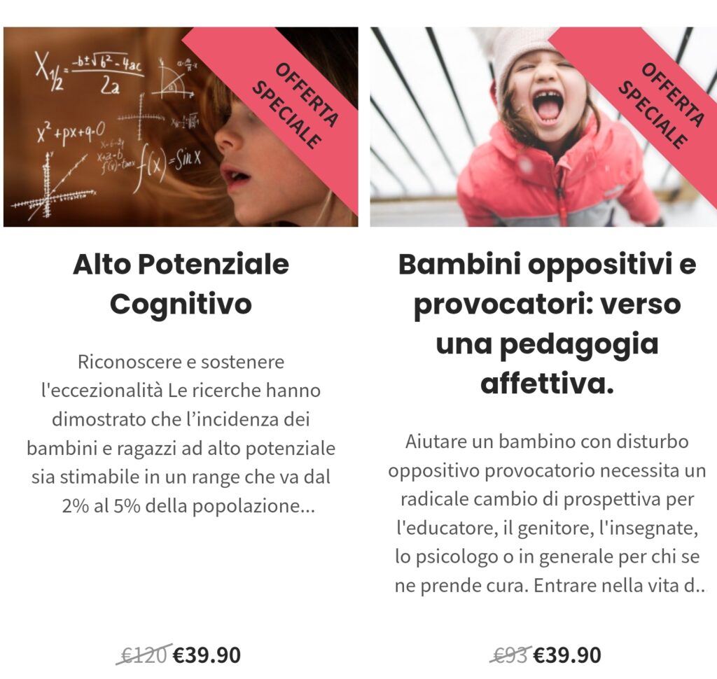 Corsi formazione su  plusdotazione e sul disturbo opposito-provocatorio online